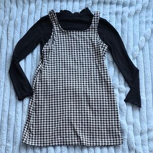 Old Navy Black and White Houndstooth Kids Dress
